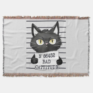 Slechte houding - Black Cat Mugshot Deken