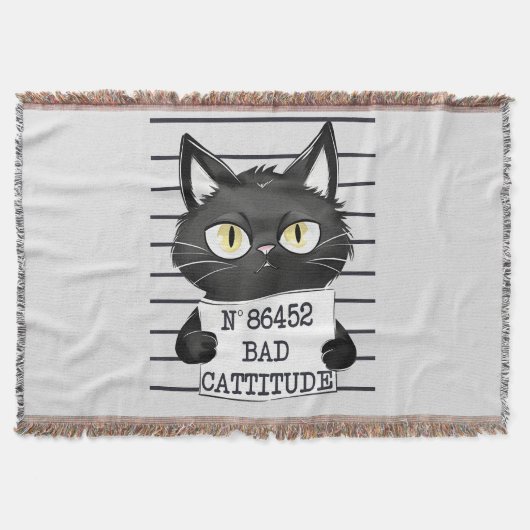 Slechte houding - Black Cat Mugshot Deken (Voorkant)