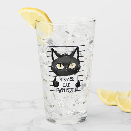 Slechte houding - Black Cat Mugshot Glas (Voorkant ijs)