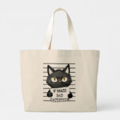 Slechte houding - Black Cat Mugshot Grote Tote Bag (Achterkant)