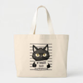 Slechte houding - Black Cat Mugshot Grote Tote Bag (Voorkant)