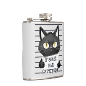 Slechte houding - Black Cat Mugshot Heupfles (Rechts)