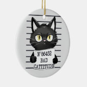 Slechte houding - Black Cat Mugshot Keramisch Ornament (Rechts)