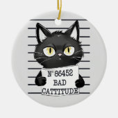 Slechte houding - Black Cat Mugshot Keramisch Ornament (Voorkant)