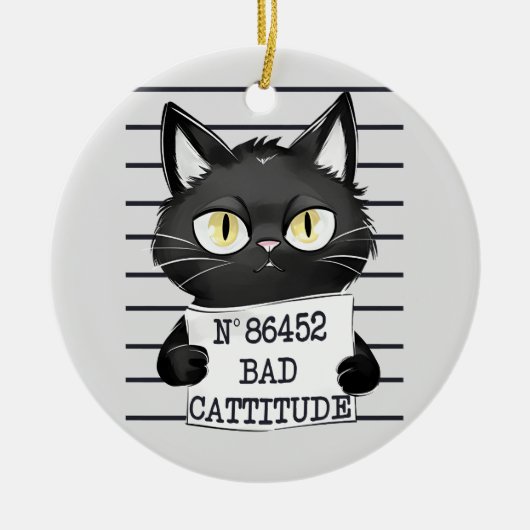 Slechte houding - Black Cat Mugshot Keramisch Ornament (Voorkant)