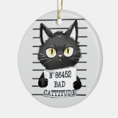 Slechte houding - Black Cat Mugshot Keramisch Ornament (Links)