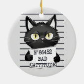 Slechte houding - Black Cat Mugshot Keramisch Ornament (Achterkant)