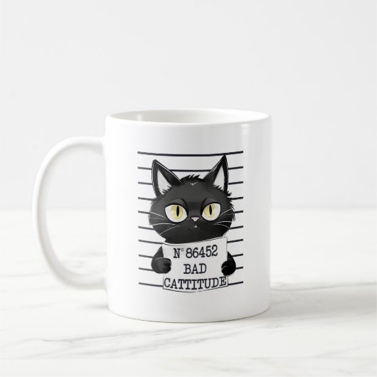 Slechte houding - Black Cat Mugshot Koffiemok (Links)
