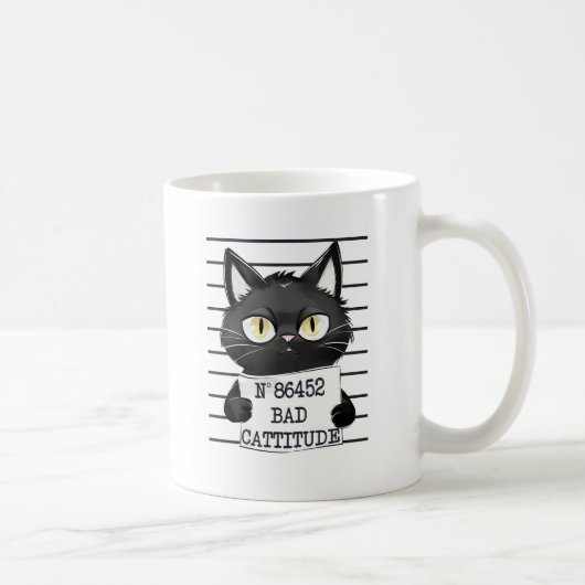 Slechte houding - Black Cat Mugshot Koffiemok (Rechts)
