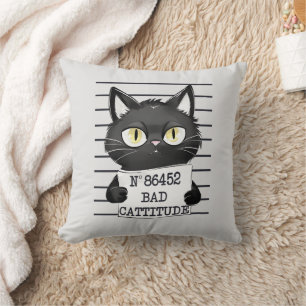 Slechte houding - Black Cat Mugshot Kussen