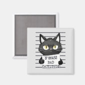 Slechte houding - Black Cat Mugshot Magneet (Voorkant / Achterkant)