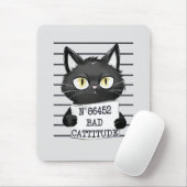 Slechte houding - Black Cat Mugshot Muismat (Met muis)