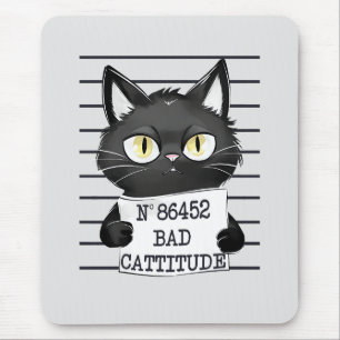 Slechte houding - Black Cat Mugshot Muismat