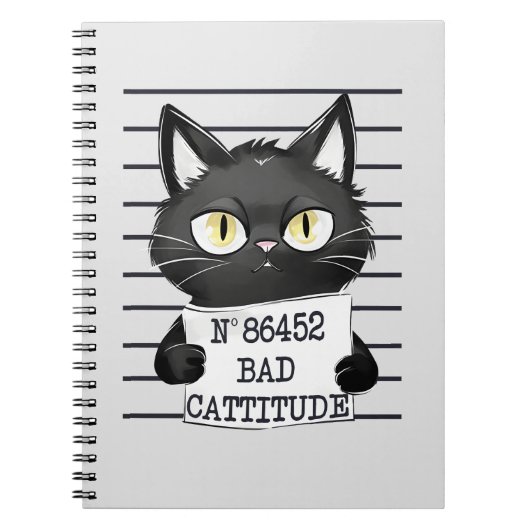 Slechte houding - Black Cat Mugshot Notitieboek (Voorkant)