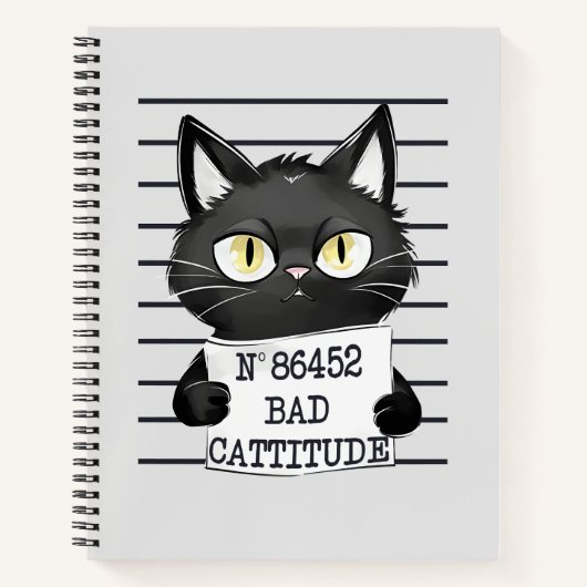 Slechte houding - Black Cat Mugshot Notitieboek (Voorkant)