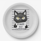 Slechte houding - Black Cat Mugshot Papieren Bordje (Voorkant)
