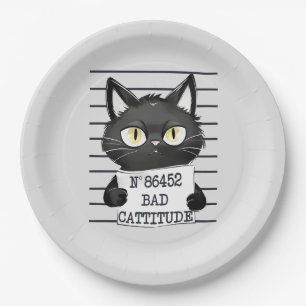 Slechte houding - Black Cat Mugshot Papieren Bordje