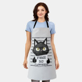Slechte houding - Black Cat Mugshot Schort (Gedragen)