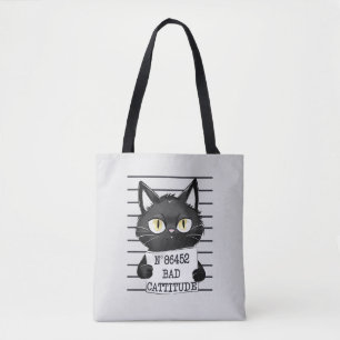 Slechte houding - Black Cat Mugshot Tote Bag