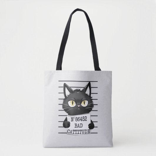 Slechte houding - Black Cat Mugshot Tote Bag (Voorkant)