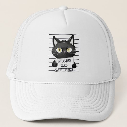 Slechte houding - Black Cat Mugshot Trucker Pet (Voorkant)