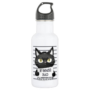 Slechte houding - Black Cat Mugshot Waterfles