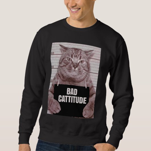 Slechte houding kat mugshot trui (Voorkant)