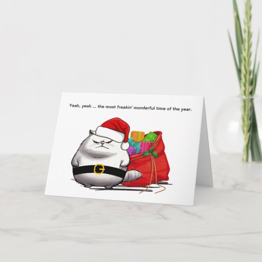 Slechte houding Santa Cat Christmas Kaart (Voorkant)