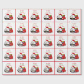 Slechte houding Santa Cat Kerstmis Cadeaupapier (Vlak)