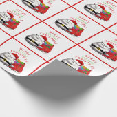 Slechte houding Santa Cat Kerstmis Cadeaupapier (Hoek)