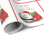 Slechte houding Santa Cat Kerstmis Cadeaupapier (Rol Hoek)