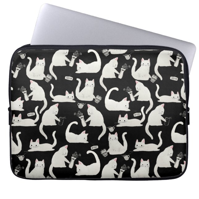 Slechte katten die er nog meer van weten, witte ka laptop sleeve (Voorkant)