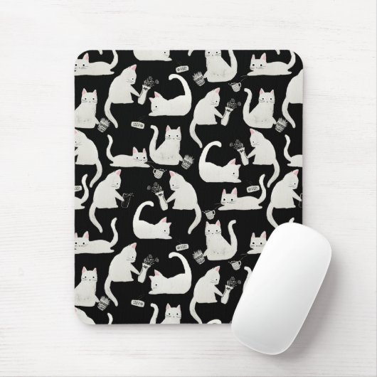 Slechte katten die er nog meer van weten, witte ka muismat (Met muis)