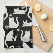 Slechte katten die er nog meer van weten, witte ka theedoek (Quarter Fold)