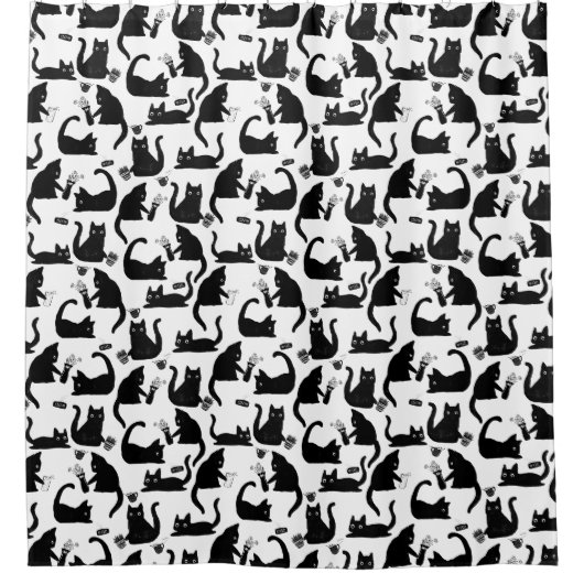Slechte katten die over het hoofd hangen douchegordijn (Voorkant)