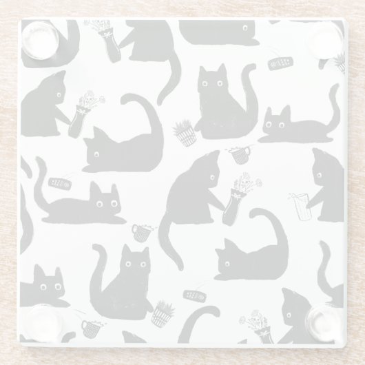 Slechte katten die over het hoofd hangen glazen onderzetter (Achterkant)