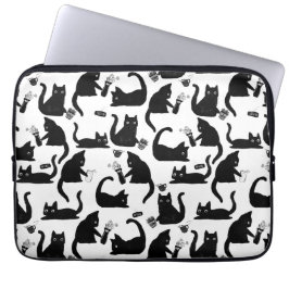 Slechte katten die over het hoofd hangen laptop sleeve