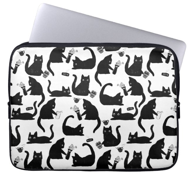 Slechte katten die over het hoofd hangen laptop sleeve (Voorkant)