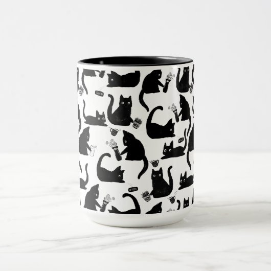 Slechte katten die over het hoofd hangen mok (Midden)