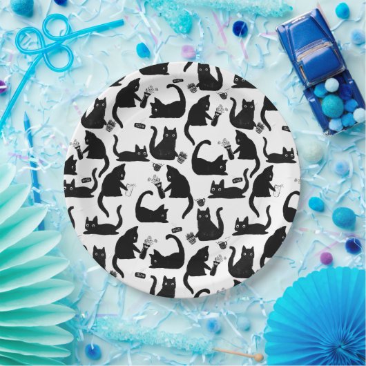 Slechte katten die over het hoofd hangen papieren bordje (Feest)