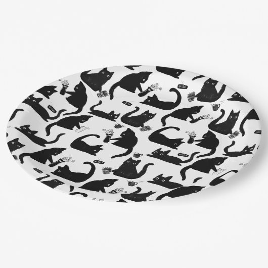 Slechte katten die over het hoofd hangen papieren bordje (Gekanteld)