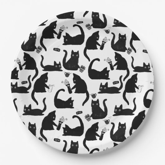 Slechte katten die over het hoofd hangen papieren bordje (Voorkant)