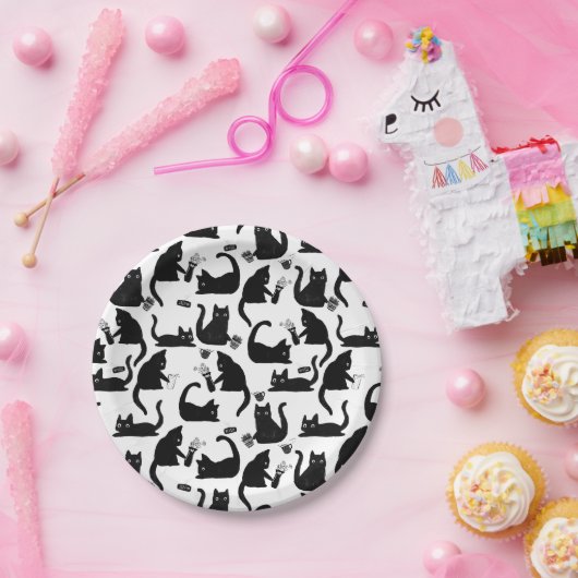 Slechte katten die over het hoofd hangen papieren bordje (Feest)