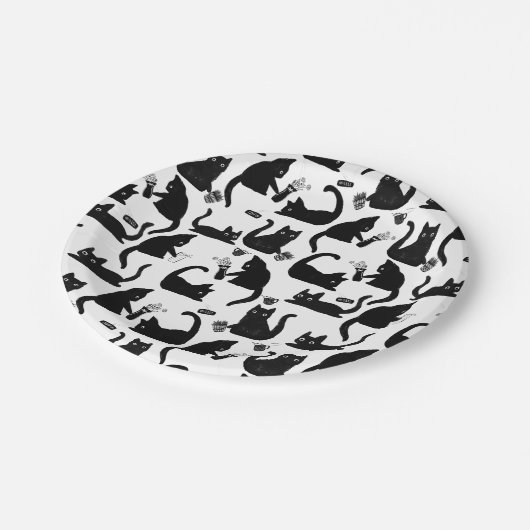 Slechte katten die over het hoofd hangen papieren bordje (Gekanteld)