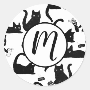 Slechte katten die over het hoofd hangen ronde sticker