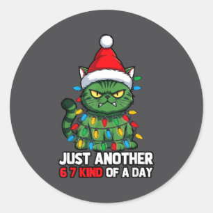 Slechte Katten Kerstverlichting Bah Humbug 6 7 Mem Ronde Sticker