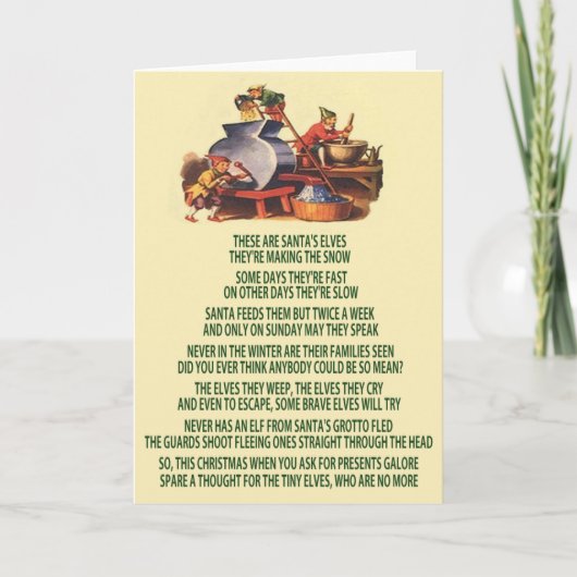 Slechte kerst elfen feestdagen kaart (Voorkant)