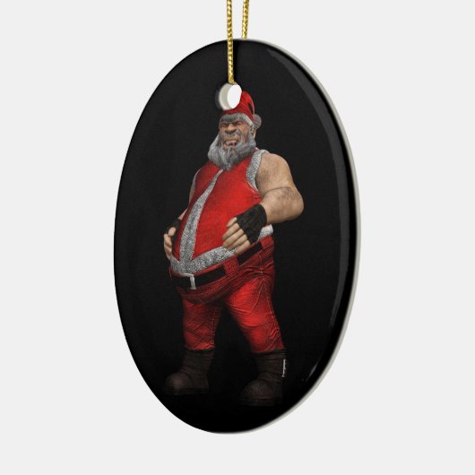 Slechte kerstman keramisch ornament (Links)