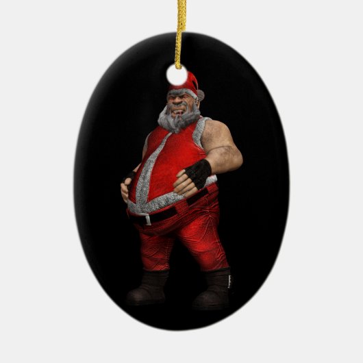 Slechte kerstman keramisch ornament (Voorkant)