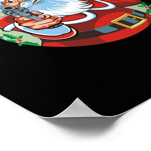 Slechte kerstman met pistolen - Funny Christmas Poster (Hoek)